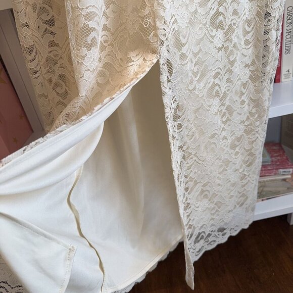 VTG Made in USA 12/Medium Jessica Howard Cream Lace Turtleneck Sleeveless Dress - Picture 8 of 12